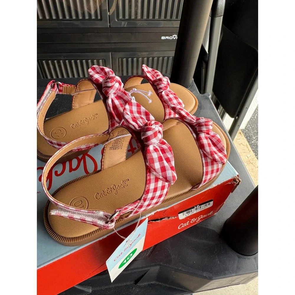 Toddler Girl Sandals by Cat & Jack Lillie Gingham Red Size 10 New With‎ Tags
